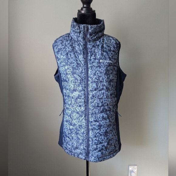 Columbia Blue Women's Vest Size Large - Light, Warm, Packable, Floral, Pockets - Picture 2 of 10